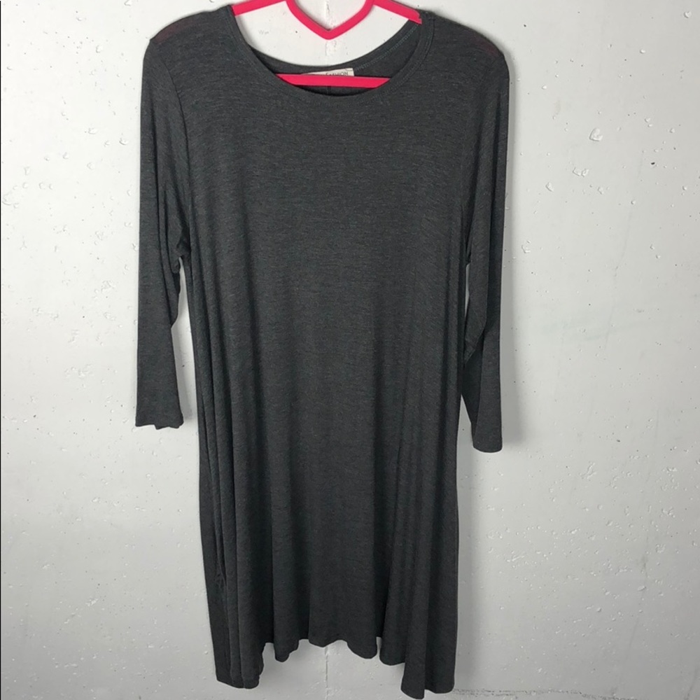 Charcoal grey tunic dress with pockets